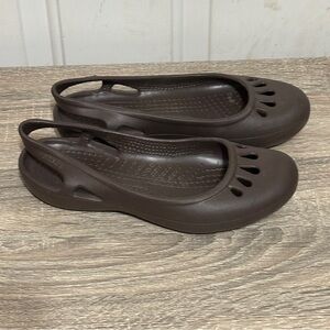 Crocs Malindi Ballet‎ Slip On Slingback Flat Shoes Brown Womens 6